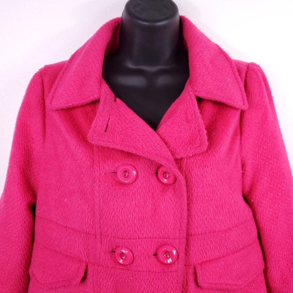 GAP Kids Pink Sparkly Double Breasted Pea Coat - Picture 2 of 7